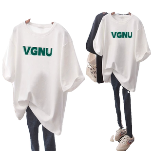 白色纯棉短袖t恤女2026新款夏季宽松大码女装秋季长袖上衣打底衫