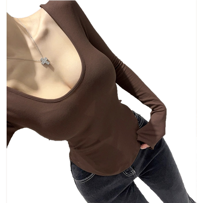 U领打底衫女春秋冬大衣内搭上衣