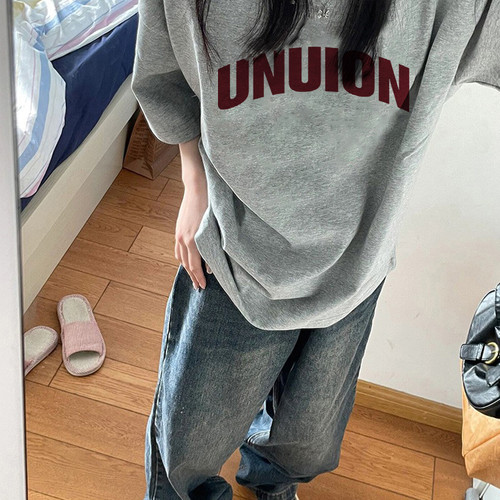 灰色纯棉短袖t恤女2026新款欧货爆款夏季高级小众不撞款百搭上衣