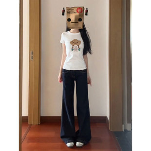 夏季 t恤女2026新款 辣妹纯欲风上衣 高街潮牌白色正肩显瘦短袖 美式