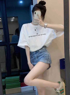 白色纯棉短袖t恤女装2026新款夏季美式高街复古港味chic正肩上衣