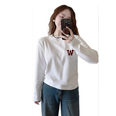 春季新款白色正肩长袖打底衫内搭