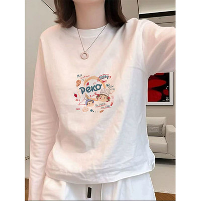 白色纯棉长袖t恤女2025新款秋冬加绒内搭高级感可外穿打底衫上衣