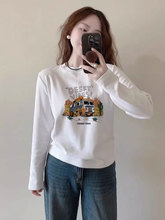 白色纯棉长袖t恤女装2025新款春秋冬季高级感加绒打底衫宽松上衣