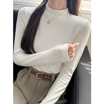 冬季德绒内搭高级感可外穿白色打底衫女2025新款修身长袖t恤上衣