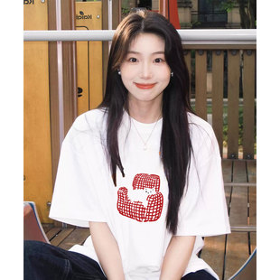 夏天白色纯棉短袖t恤女装2026新款今年流行爆款宽松上衣服高级感