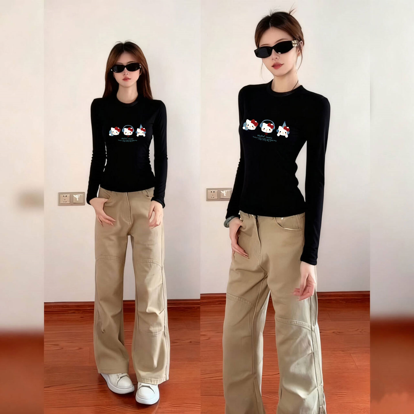 黑色修身内搭高级感打底衫女装2025新款巨好看的早秋穿搭轻熟上衣