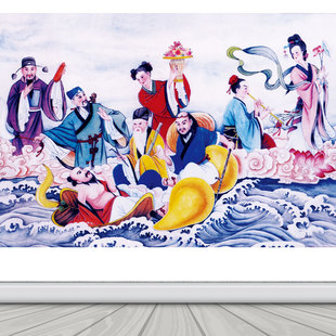 八仙过海贴画佛像画农村中堂年画装饰画神仙画像客厅自贴画墙壁画
