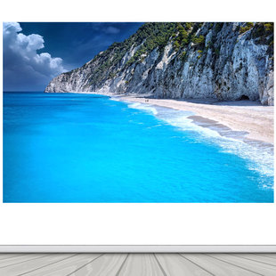 客厅背景墙装饰画 大自然海景图  大海海滩美景海报自粘贴纸壁画