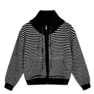 外套937 韩系立领条纹抽绳针织开衫 清仓狂欢