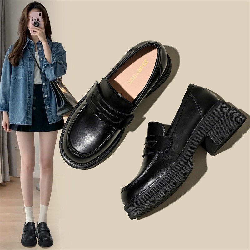ZHR休闲厚底乐福鞋黑色女鞋秋季英伦风小皮鞋女新款jk制服女单鞋,女鞋,浅口单鞋,淘宝优惠券,粉丝福利购,淘宝优惠卷