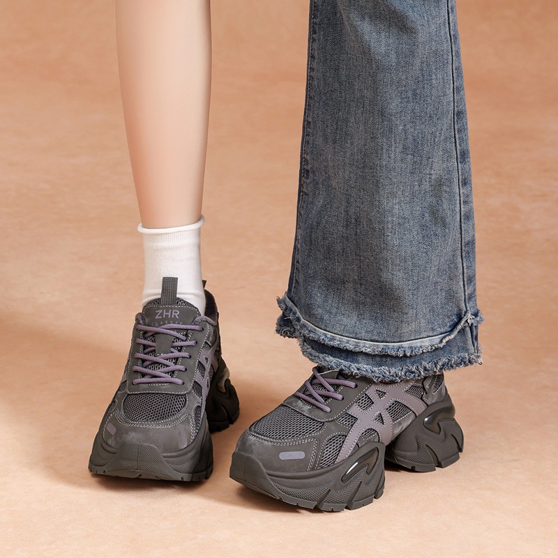 ZHR厚底增高老爹鞋女2025秋冬款薄绒保暖运动鞋超软耐磨休闲鞋女