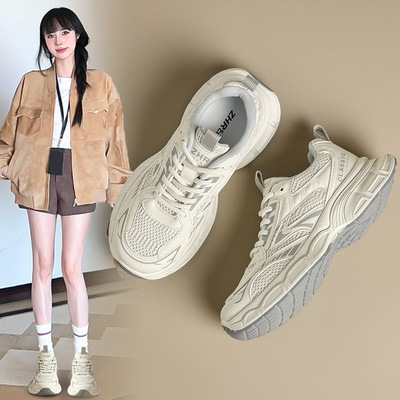 ZHR2025新款厚底增高老爹鞋女ins百搭时尚休闲运动透气情侣鞋