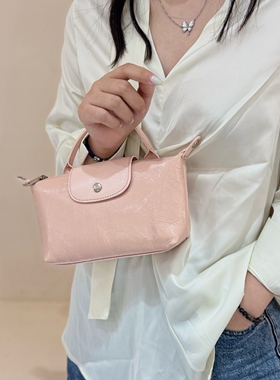 新款原创高级感迷你饺子包时尚通勤手提包头层牛皮单肩斜挎枕头包