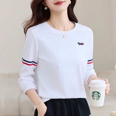白色长袖T恤女2025新款春