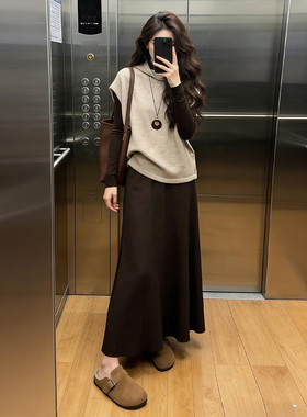 新年战袍针织洋装子女秋冬2026新款富家千金小香风穿搭套装长裙