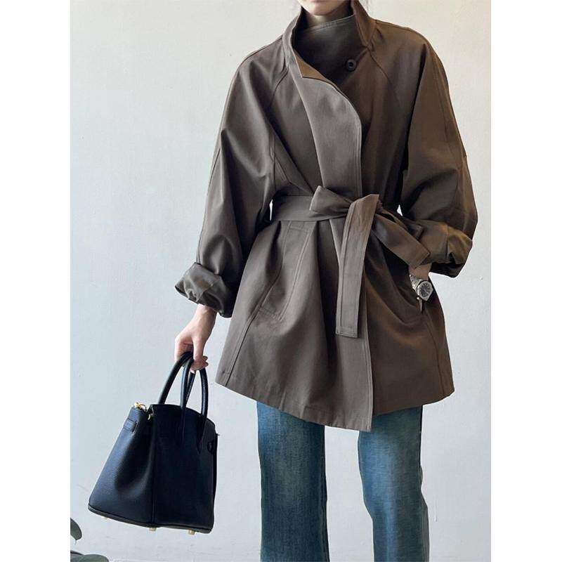 中长版立领爆款风衣外套女2025春秋新款小个子韩系高级感日系休闲