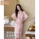 大码 长袍睡衣一体式 浴袍冰丝凉感家居服 莫代尔短袖 睡袍女夏季