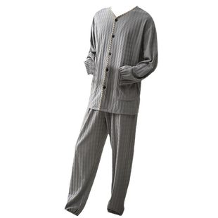 春秋季睡衣男士纯棉长袖薄款开衫家居服2026新款休闲大码春天套装