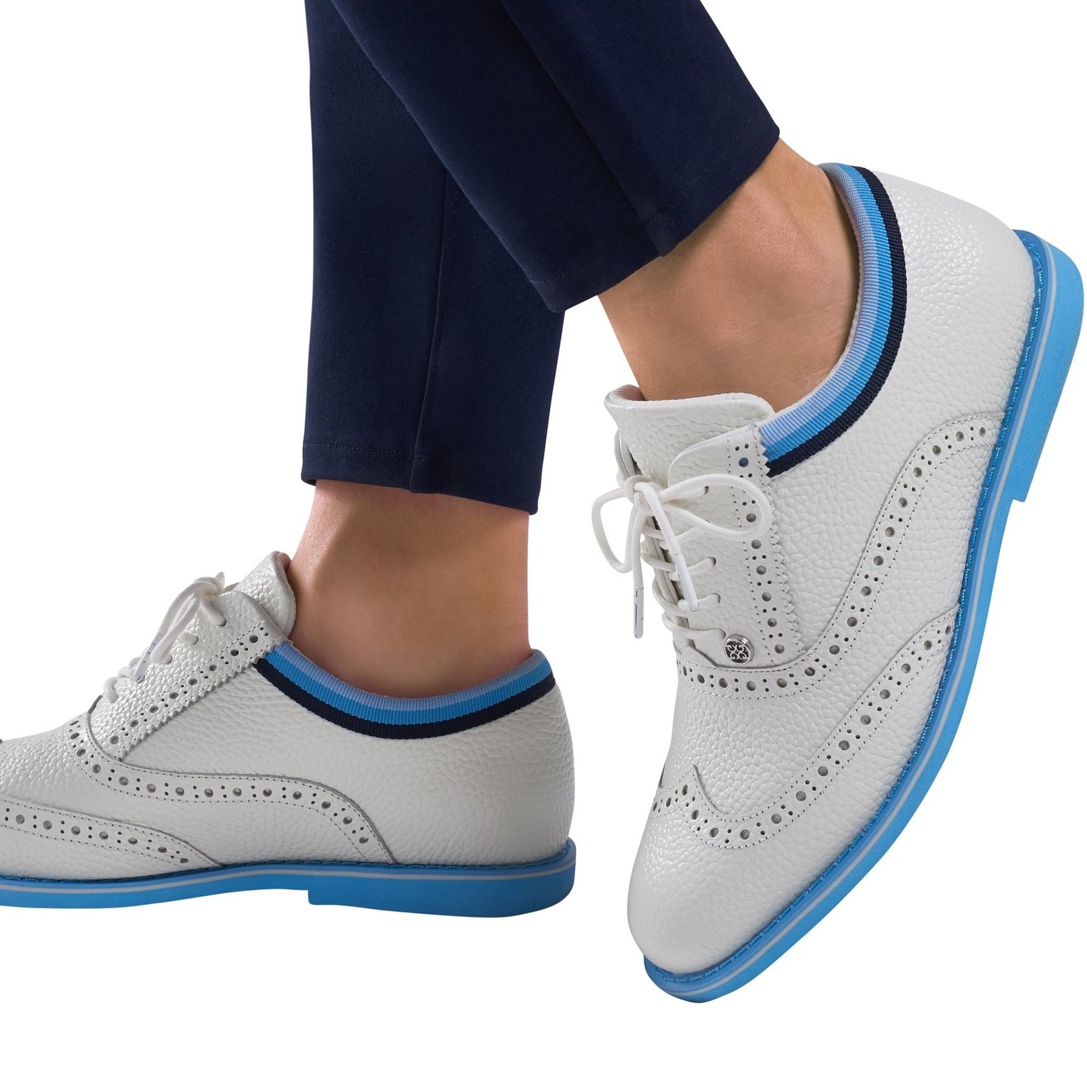 代购GFore Grosgrain Brogue Gallivanter女子防水皮面高尔夫球鞋