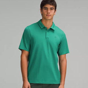 代购Lululemon Logo Sport Polo男子高尔夫短袖衫