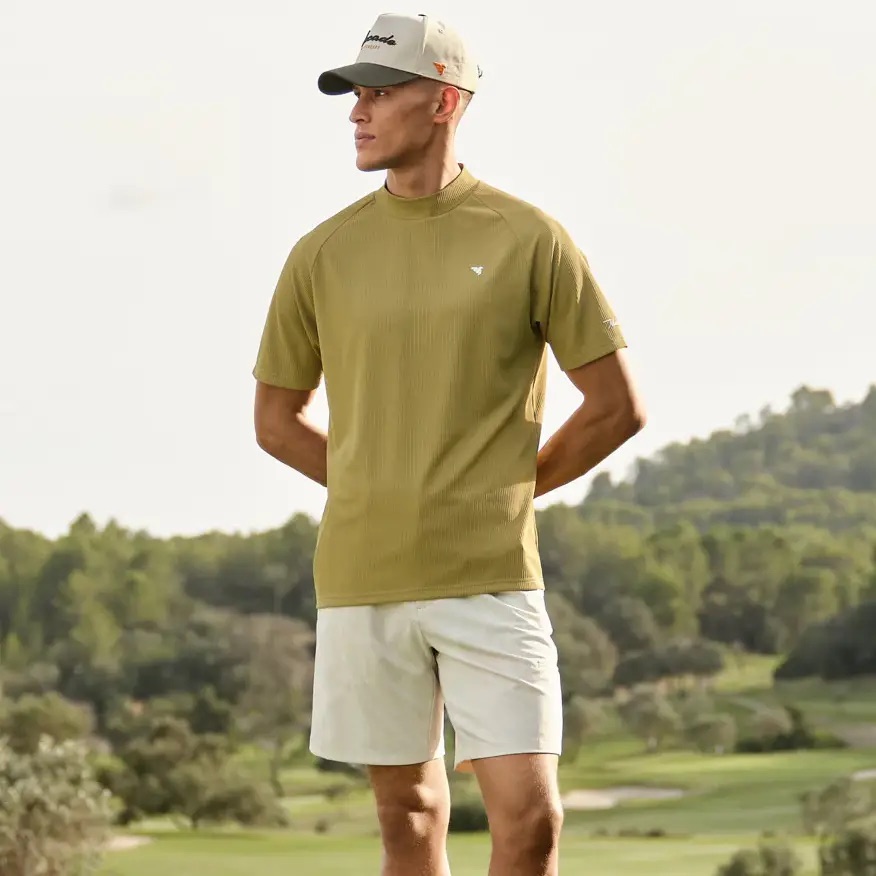 代购Macade高尔夫短袖衫男子条纹款Tyler Mock Neck Tee