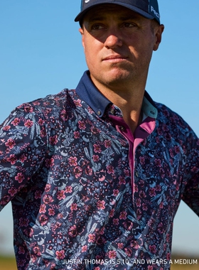 代购Greyson Desert Floral Polo男子印花透气速干高尔夫短袖衫