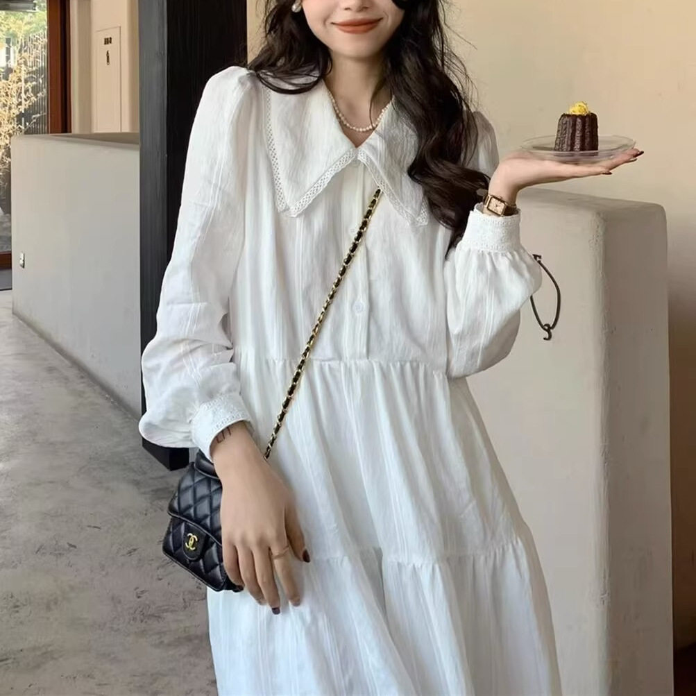 2026新款温柔慵懒风娃娃领长袖连