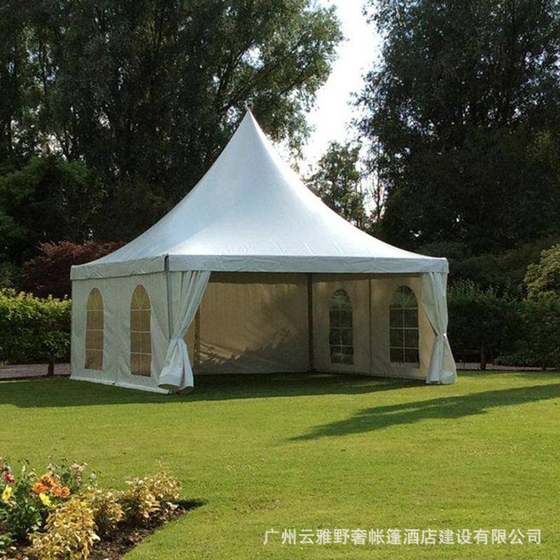 郊外农家乐篷房铝合金尖顶帐篷3x3m.7x7m.8x8m白色PVC遮阳棚安装