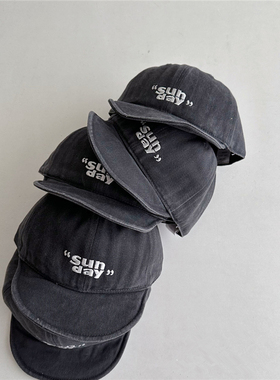 Milo7c-自制 韩国个性软檐灰黑色洋气字母刺绣百搭休息纯色鸭舌帽