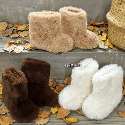 Milo7c-自制 雪地靴可爱雪怪童靴冬季男女童棉靴宝宝加绒毛毛靴潮