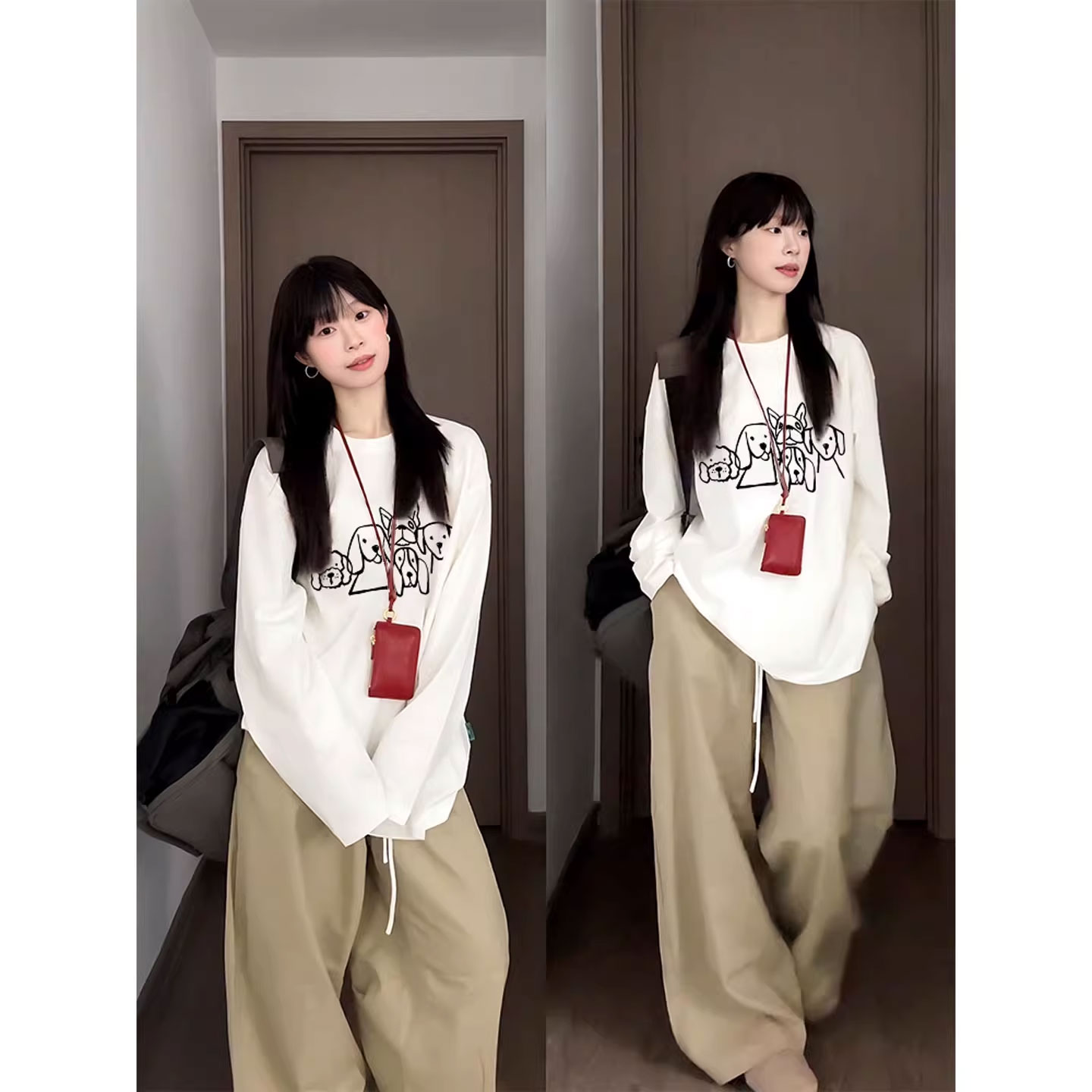 白色圆领纯棉长袖t恤女装2025新款内搭打底衫独特漂亮减龄款上衣