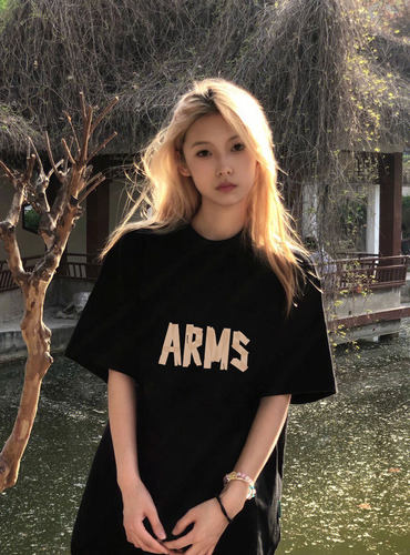 黑色美式复古短袖t恤女