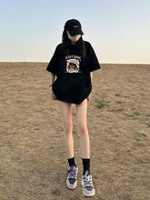 欧货不撞款小众正肩纯棉短袖t恤女2025新款夏季甜辣胖mm大码上衣
