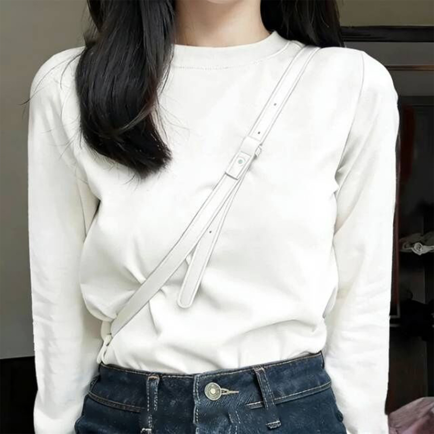 白色纯棉宽松显瘦洋气内搭打底衫女士秋冬季德绒长袖t恤上衣单穿,女装/女士精品,T恤,淘宝优惠券,粉丝福利购,淘宝优惠卷