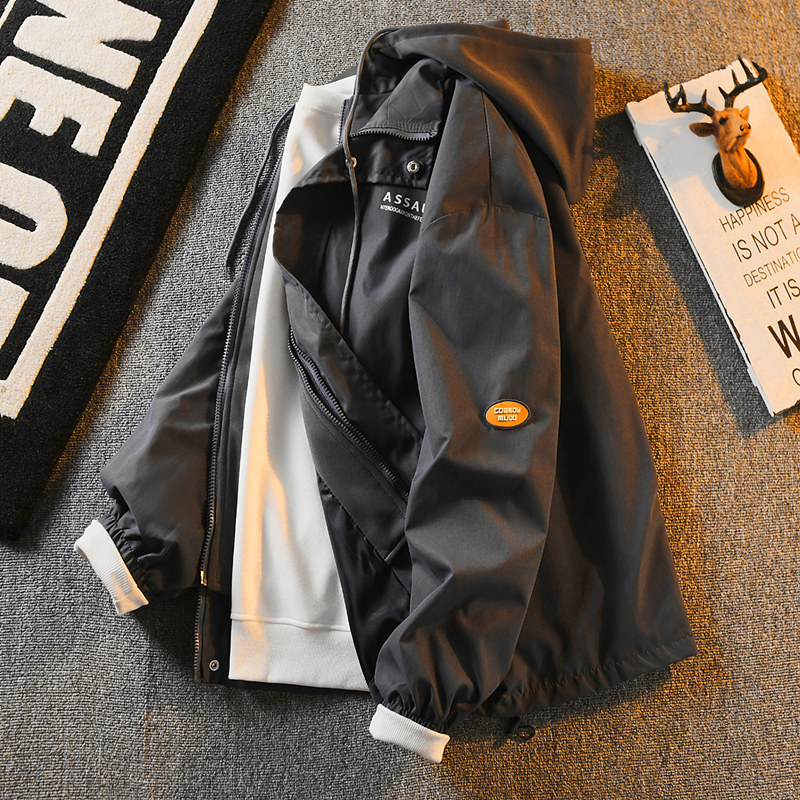 假两件工装外套男防风冲锋衣夹克