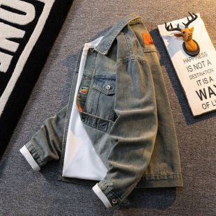 休闲夹克长袖 怀旧牛仔褂外套男2025秋季 复古宽松时尚 美式 衣服 新款