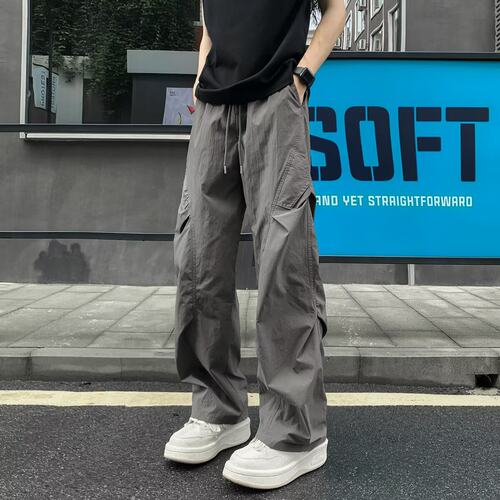 高街褶皱美式休闲裤男工装长裤子