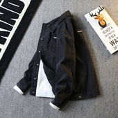 潮牌百搭工装 黑色牛仔外套男生复古休闲上衣褂子春季 2025新款 夹克