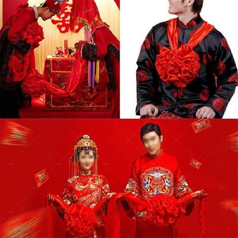 中式婚礼新郎胸花大红花绸缎红色绣球颁奖表彰花球结婚手牵引花