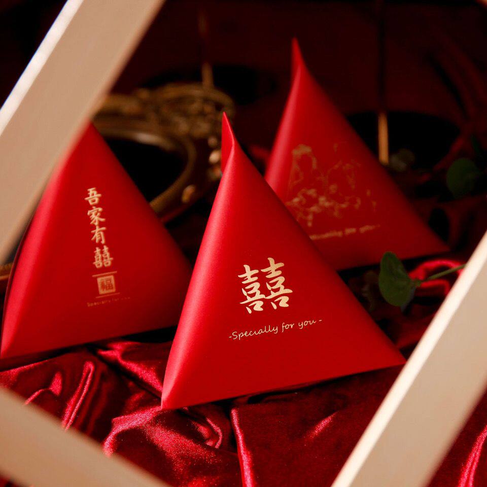 喜糖盒2021新款创意结婚喜糖盒子红色中式婚礼糖盒中国风纸盒
