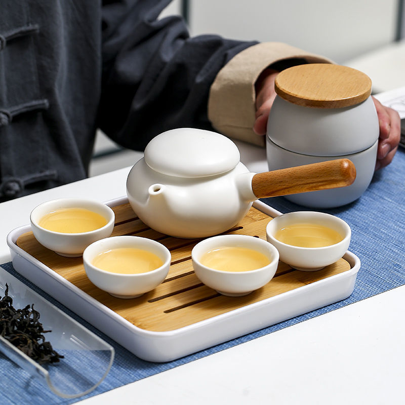 全季酒店同款茶具套装日式定窑旅行家用办公侧把茶壶小套简约功夫
