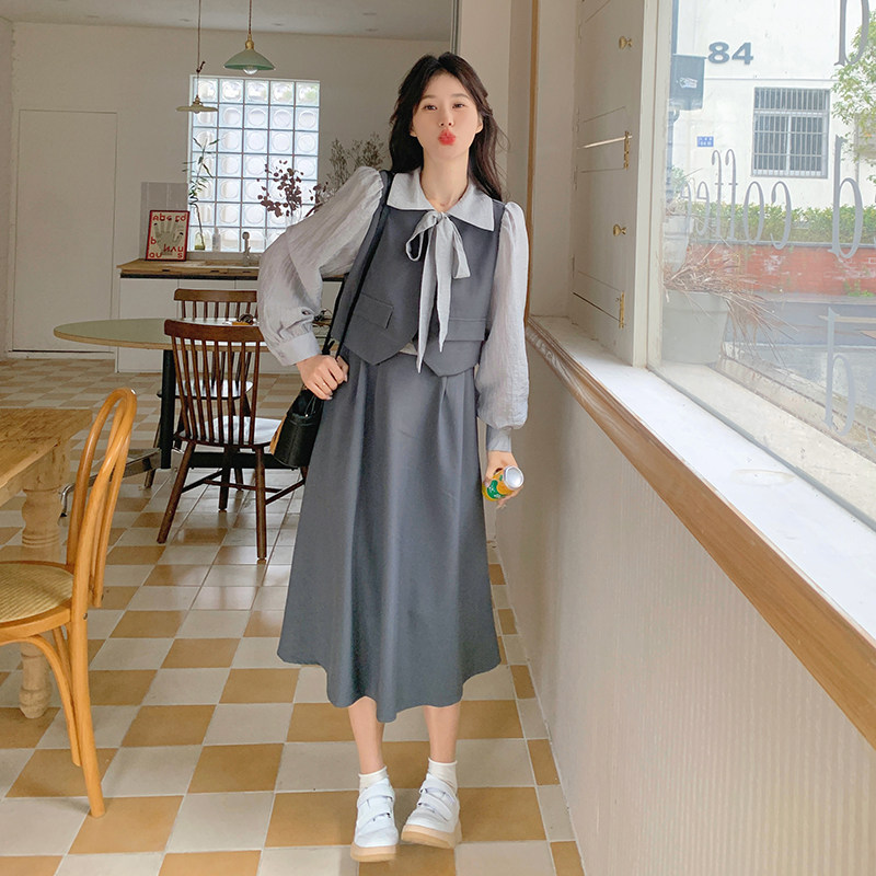 款号1082假三件套连衣裙新款温柔甜美P145K199,女装连衣裙,浙宝220A