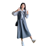 款号1082秋款假三件套连衣裙新款温柔甜美P145K199，女装连衣裙，浙宝220A