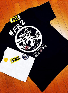 #FR2OKINAWA 冲绳限定款 海浪兔子 男女圆领宽松短袖T恤潮T-shirt