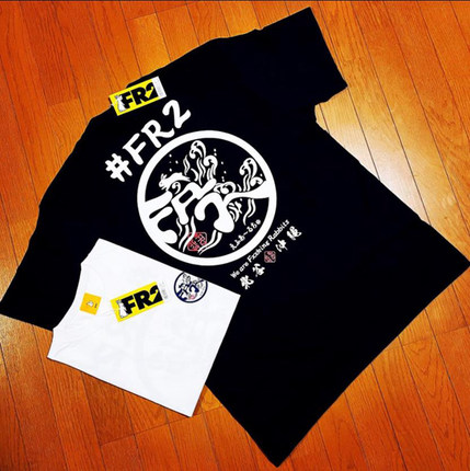 #FR2OKINAWA 冲绳限定款 海浪兔子 男女圆领宽松短袖T恤潮T-shirt