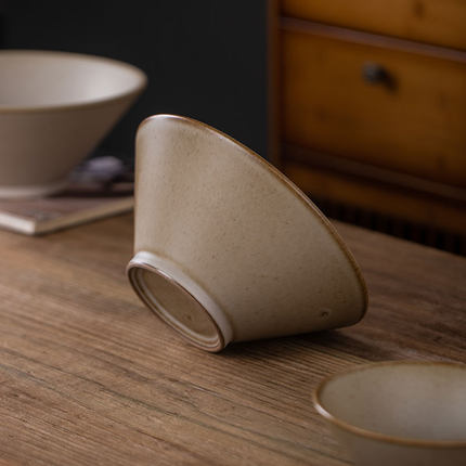 景德镇特色日式复古粗陶民宿山野风简约商用家用斗笠碗饭碗汤面碗
