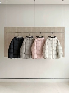 Der.moookka韩系撞色连帽羽绒服女2025冬时尚 90白鸭绒加厚面包服