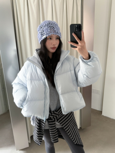 Der.moookka短款 立领肯豆羽绒服女2025冬MOCHA90白鸭绒纯色面包服