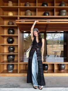 微透镂空棉麻罩衫 LOUISA.S韩系V领气质针织连衣裙女2026春季 新款